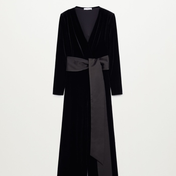 MANGO Velvet Jumpsuit with Bow - Picture 8 of 12